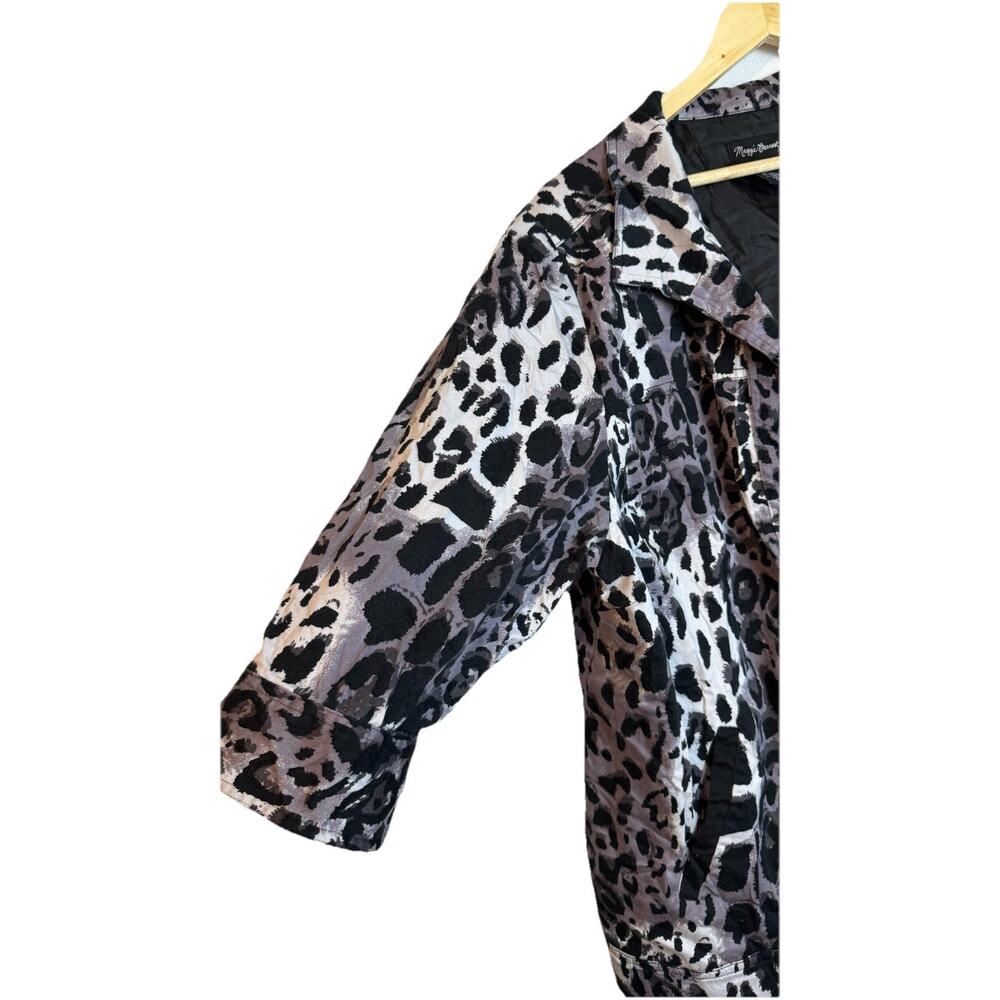 Maggie Barnes Black Gray Animal Leopard Print Jacket 1X - Picture 4 of 9